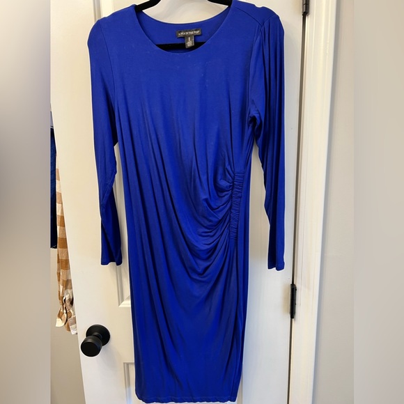 A Pea In the Pod Long Sleeve Maternity Dress Royal Blue SZ Med MIDI baby shower - Picture 4 of 8